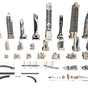 简欧 建筑 阿拉伯迪拜住宅建筑楼房桥梁