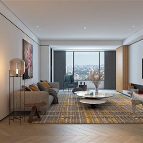 现代 客厅 客餐厅样板房