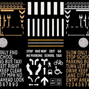 现代 道路标线 道路标识 标志线 人行道