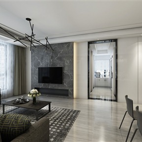 现代 客餐厅 黑白灰客餐厅