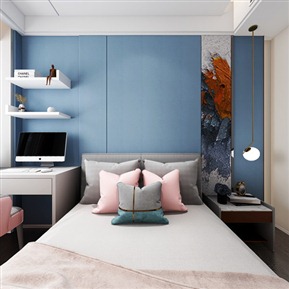 现代 卧室 女孩房