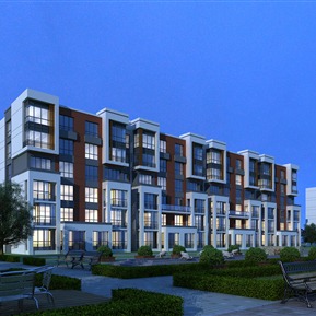 现代 住宅区 小区夜景住宅