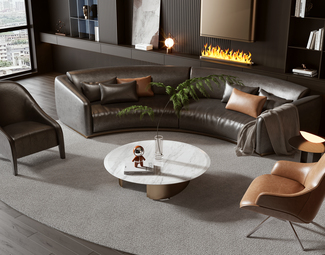 现代 Minotti 沙发茶几组合