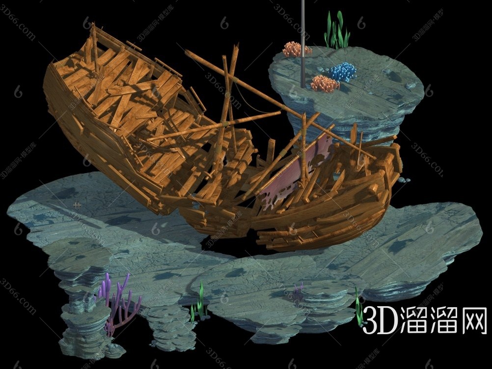 现代海底沉船废墟3d模型下载