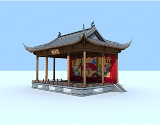 中式百姓舞台古建戏楼3d模型下载