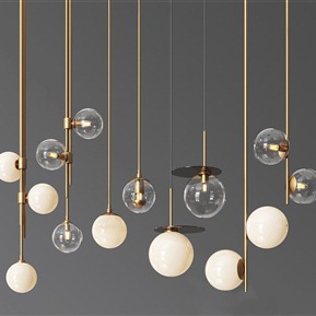 轻奢 吊灯 金属单杆吊灯组合