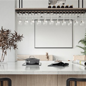 北欧 厨房 客厅 中岛台