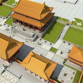 中式 鸟瞰图 古建寺庙鸟瞰