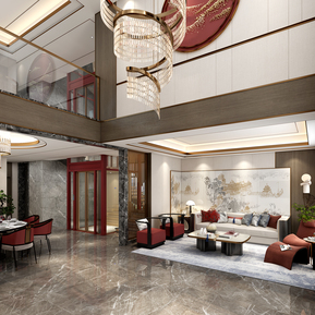 新中式 客餐厅 别墅客餐厅