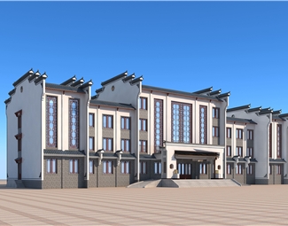 中式徽派建筑商业3d模型下载-3d溜溜网