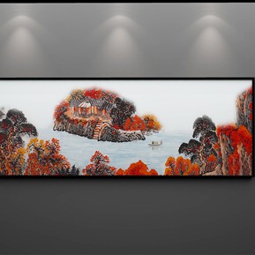 新中式 风景画 鸿运当头山水景画客厅国画油画