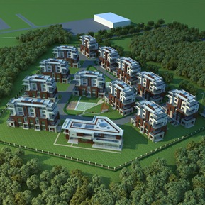 现代 鸟瞰图 别墅区鸟瞰