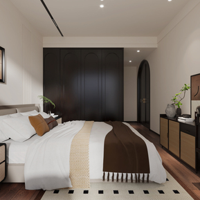 现代 卧室 中国主卧室