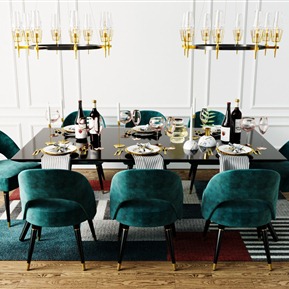 后现代 餐桌椅组合 餐桌椅