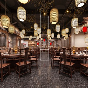 中式 餐厅 餐馆大厅