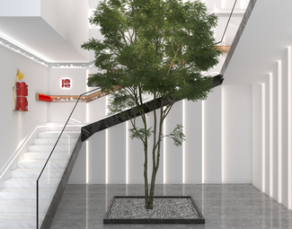 现代 楼梯 文化墙楼梯