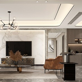 轻奢 客餐厅 客厅电视背景