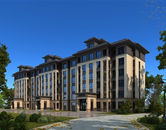 新中式住宅小区3d模型下载