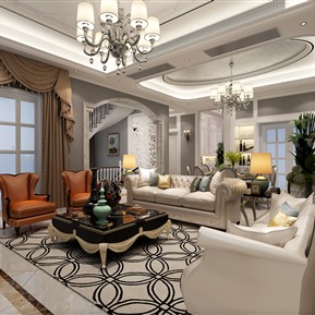 简欧 客餐厅 别墅