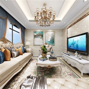 简欧 客餐厅 全景