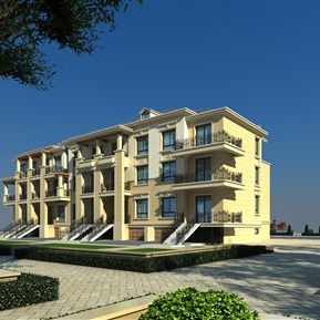 简欧 联排别墅 小区住宅