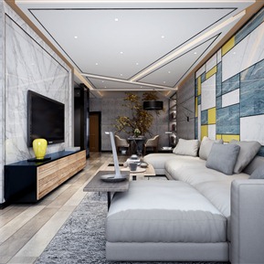 现代 客厅 客餐厅