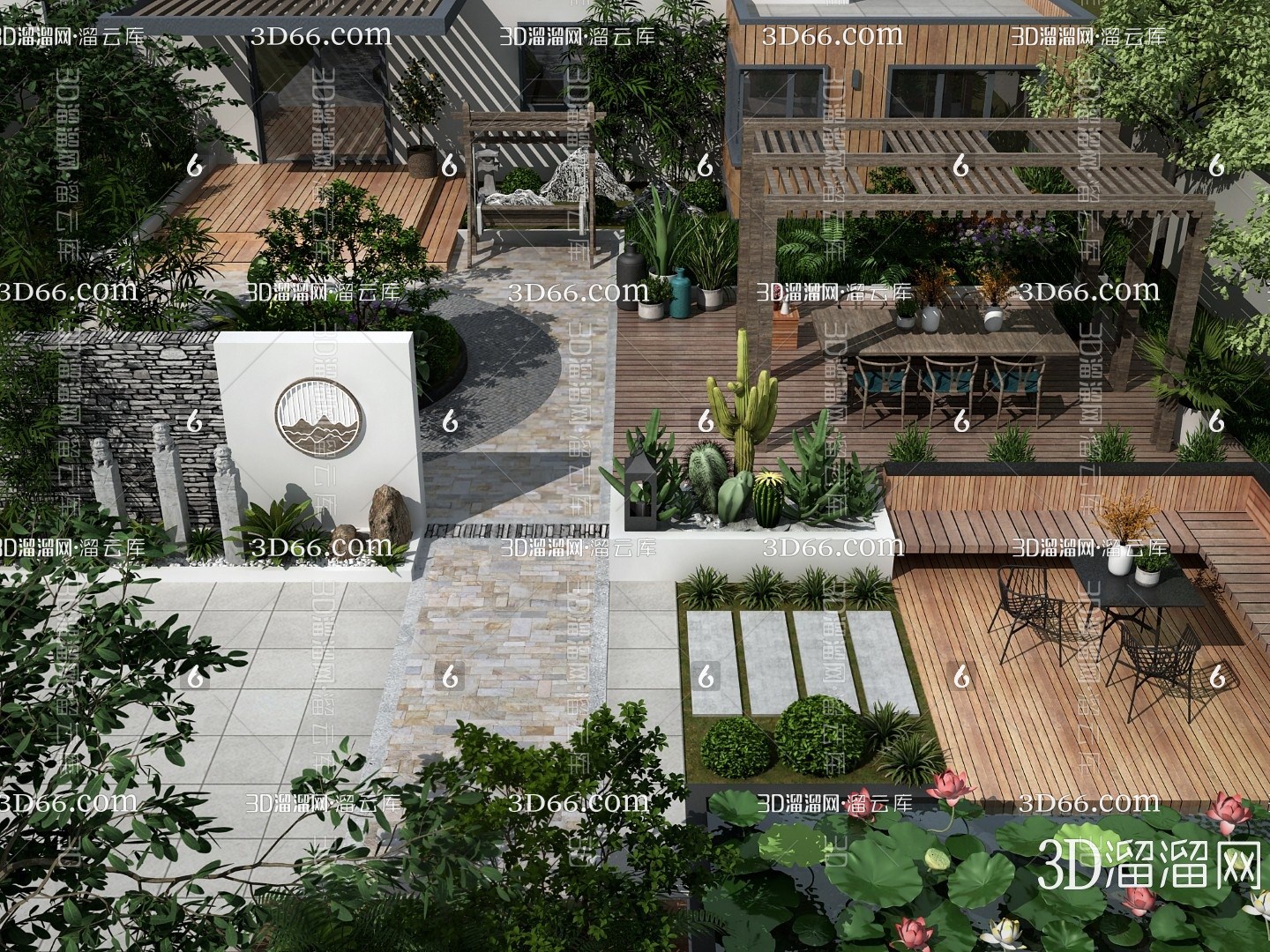 【庭院3D模型下载】-庭院3D模型素材下载_3D溜溜网-花瓣网