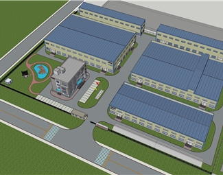 現代工業廠房園區su模型下載