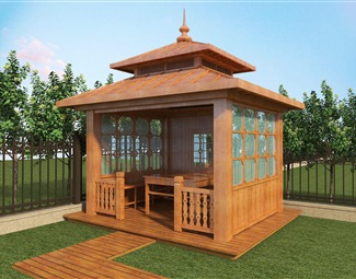 五角凉亭3d模型
