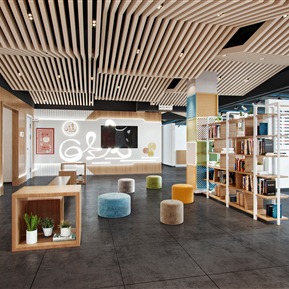 现代 休闲区 社区共享空间文化墙