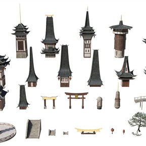 中式 古建 古建神庙建筑楼房