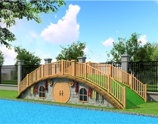 新中式 滑梯 生态小屋