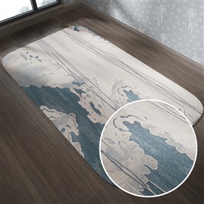 現(xiàn)代海洋藍(lán)機(jī)織割絨滌綸地毯 方形地毯 VR