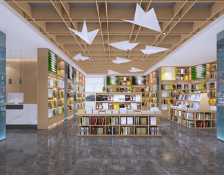 现代阅览室造型书柜