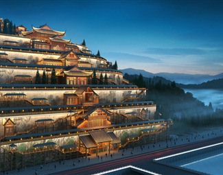 新中式新中式建筑鸟瞰