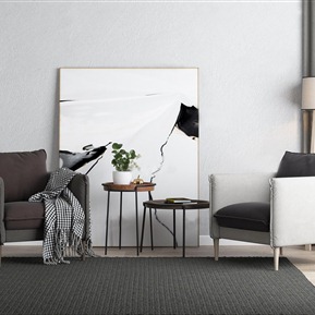 北欧 休闲沙发组合 布艺休闲沙发圆几装饰画落地灯组合