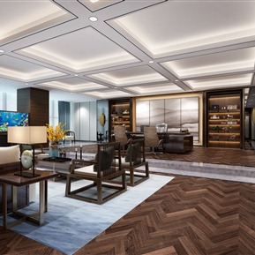 新中式 办公室 总裁办公室