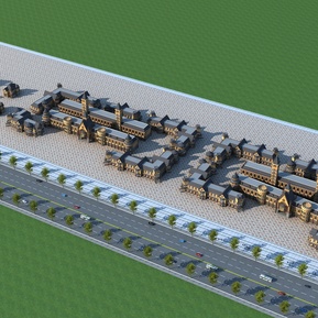 欧式 鸟瞰图 办公区