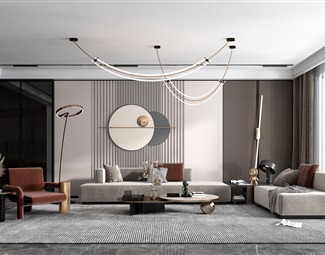 现代家装客厅效果图3d模型下载-3d溜溜网