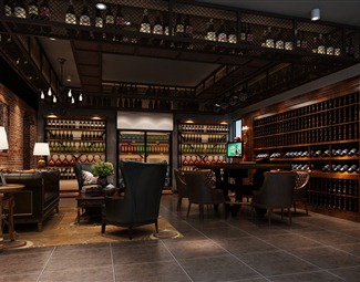工业LOFT 品酒区 地下室 酒窖 休闲区