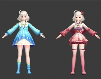 现代 游戏角色 日系 可爱 美少女 模特 素体