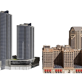 现代 住宅楼 美国城市建筑楼房住宅