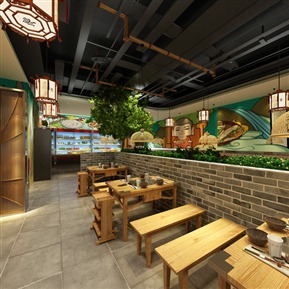新中式 火锅店 火锅店全景