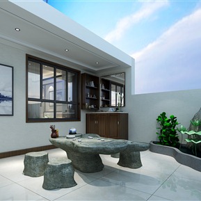 新中式 阳台 卧室阳台