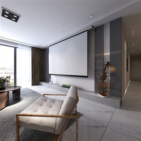 现代 客餐厅 厨房 全景