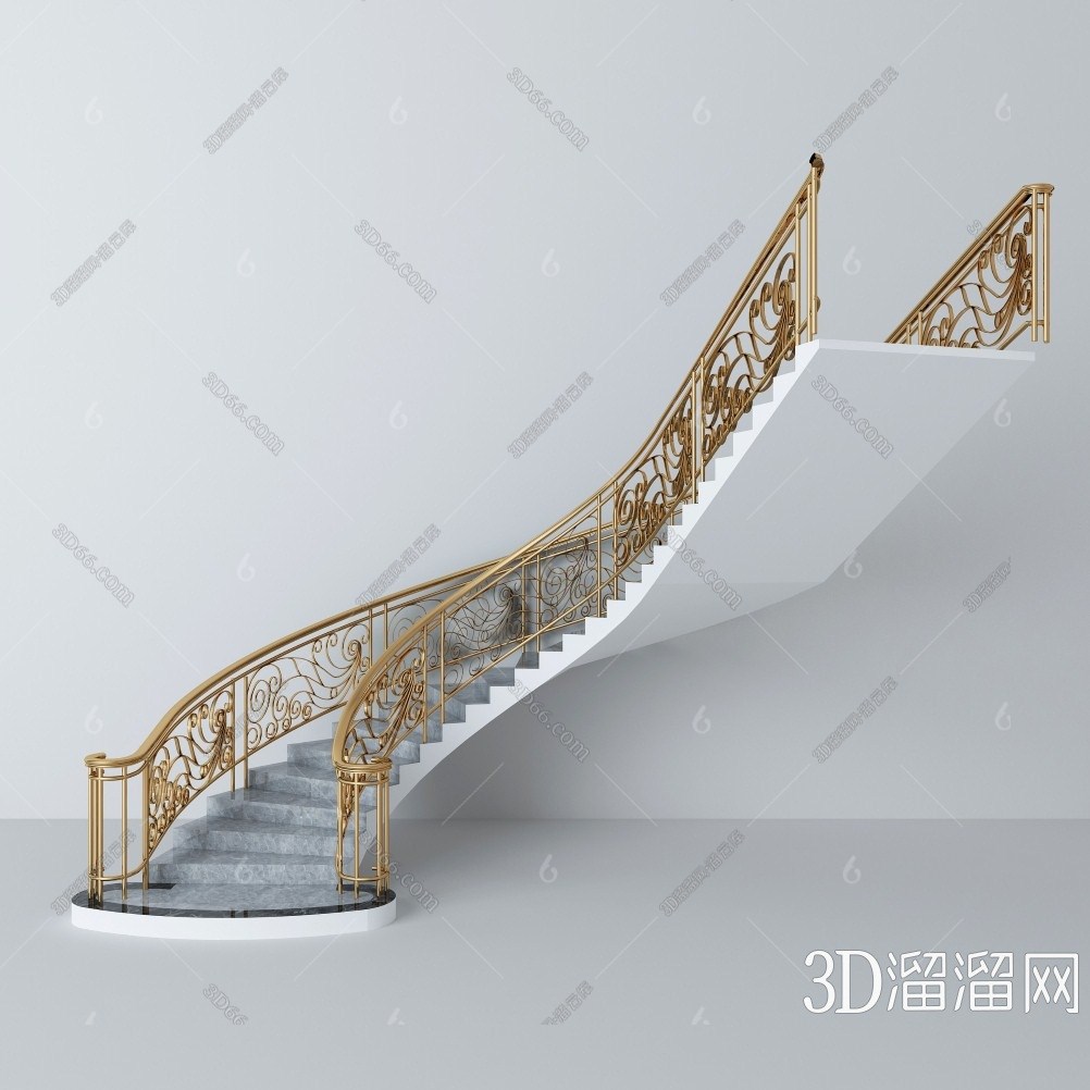 欧式旋转楼梯扶手3d模型下载