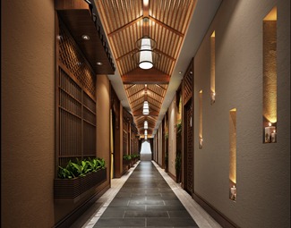 东南亚酒店走廊过道