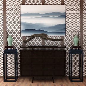 新中式 玄关柜 装饰柜装饰柜装饰台组合