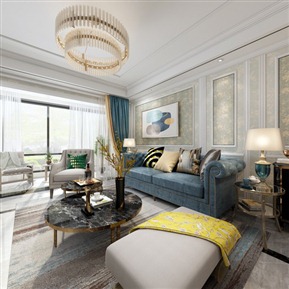 轻奢 客餐厅 简美 全景