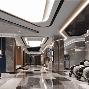 现代 电影院大厅 电影院入口大厅休息区